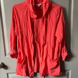 3/$30 💥 Coral Open Front Cardigan with Hood 3/$30